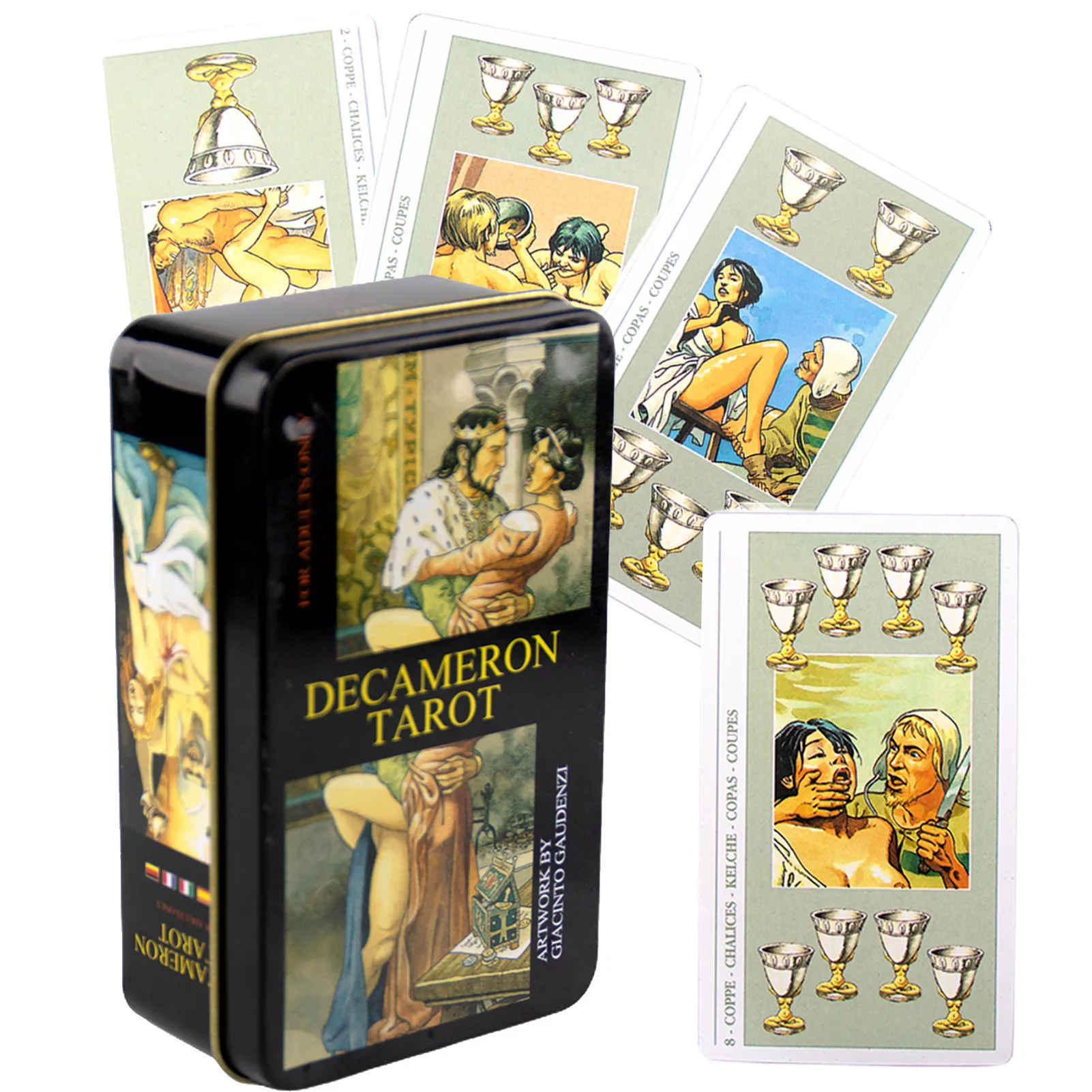 

78 Sheets Decameron Tarot Casual Board Game 78 Sheets Decameron Tarot Deck Casual Board Game Card Iron Box Gilded Edge For