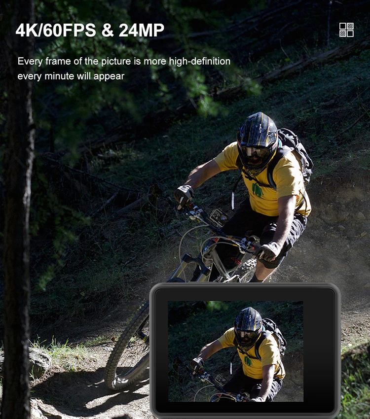 Dual Screen Body Waterproof go pro Extreme sports 6 Axis Gyroscope 1350mah Battery Real 4K Action Camera enlarge