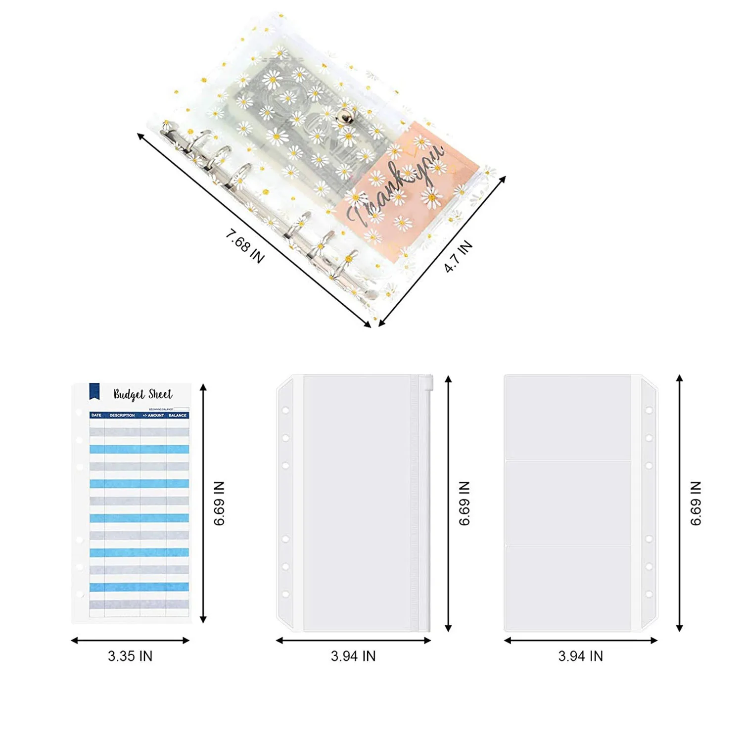 

A6 Binder PVC Notebook Cover, Binder Budget Envelope System Budget Planner,Binder Pockets,Budget Sheets,Labels