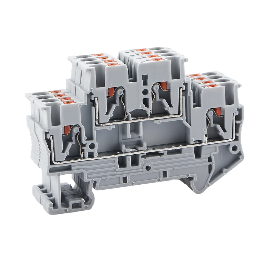 

Din Rail Terminal Block PTTB-2.5 Electrical Connector Double Layer Spring Wiring Connection Wire Conductor 10pcs Terminal Block