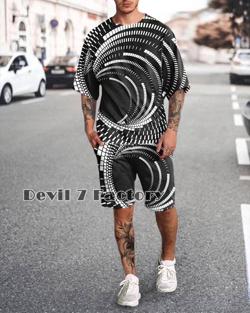2023 New Summer Men T-Shirts Shorts Sets Fashion Round Neck Short Sleeve Tees Casual Man Clothing Tops Tracksuit 2 Piece Suit