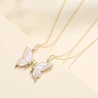 new good friend necklace 2pcs creative alloy jewelry pendant butterfly necklace simple hundred matching accessories party gift