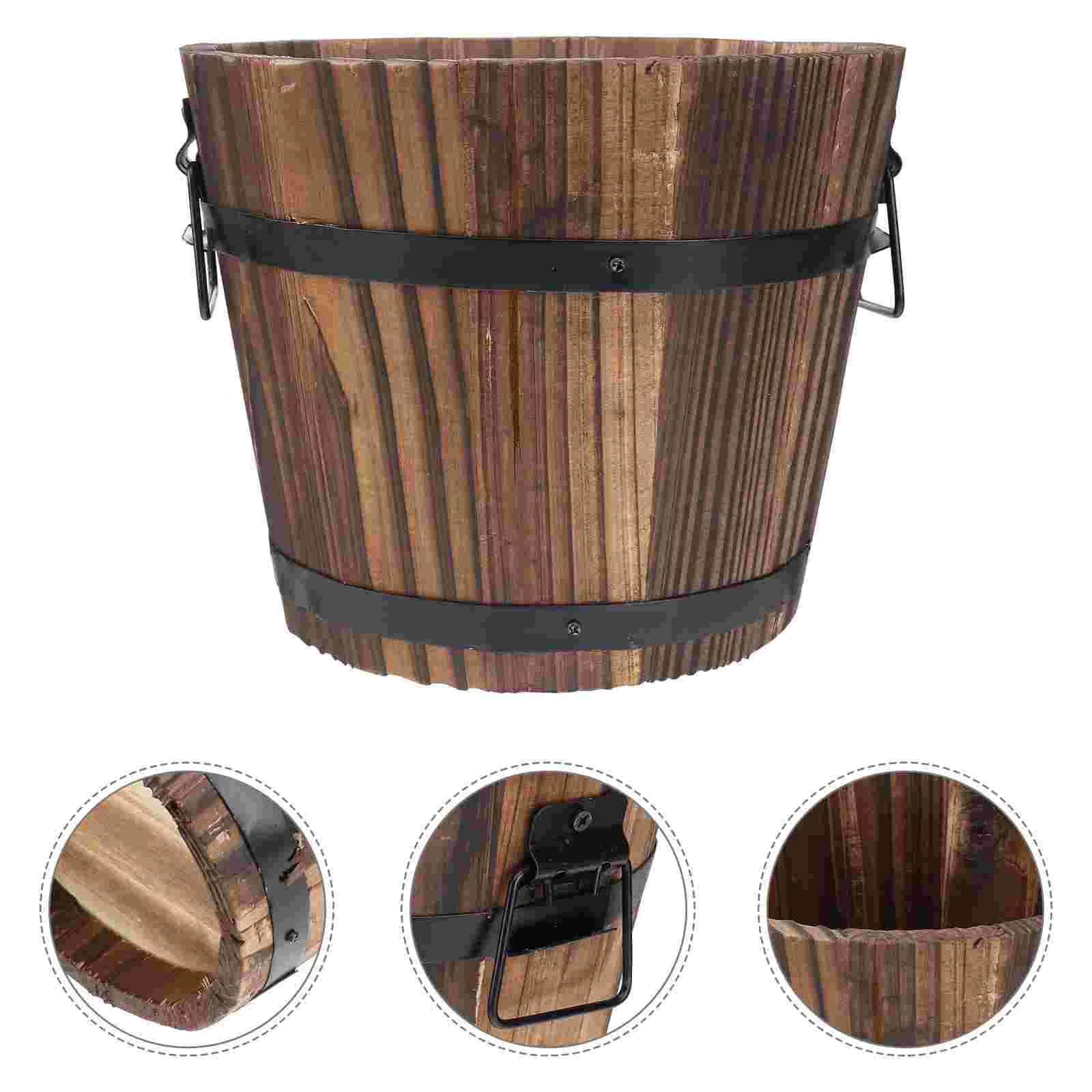 

Planterwooden Pot Flower Planters Pots Bucketoutdoor Rustic Wood Garden Box Succulent Whiskey Roundlargecontainerwindow Retro
