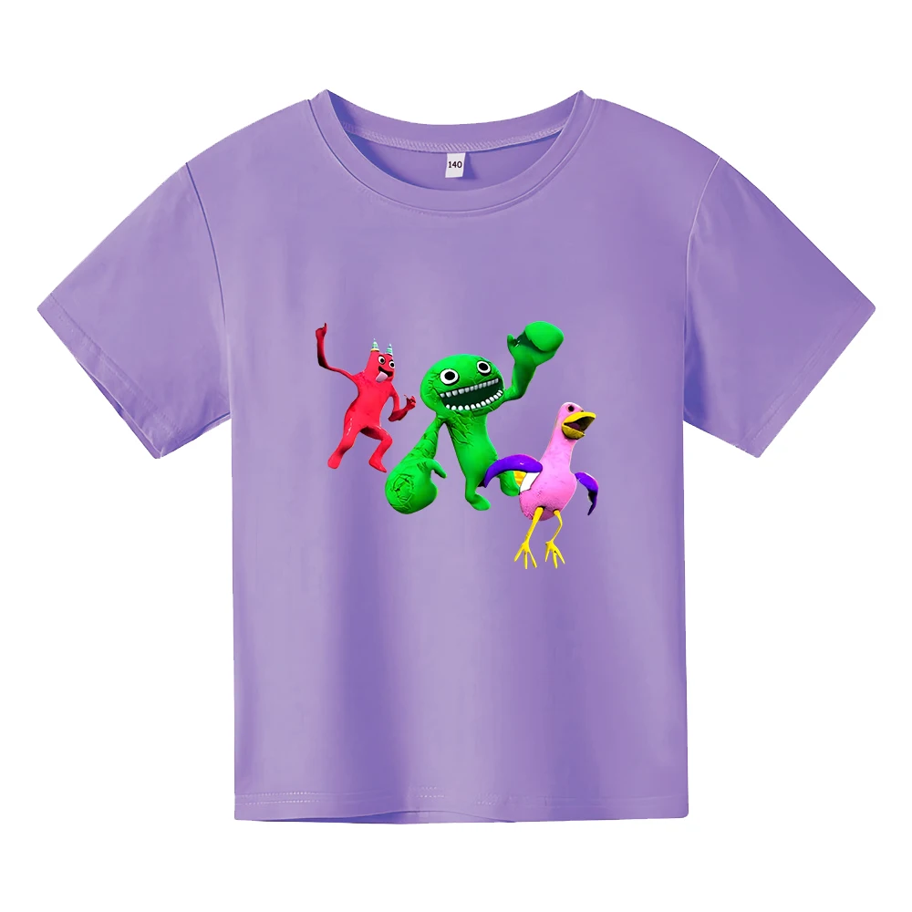 

Garten of Banban Game Cartoon T-shirt Short Sleeve 100% Cotton Children Tee-shirt Kawaii Casual Boys and Girls Tshirts O-neck