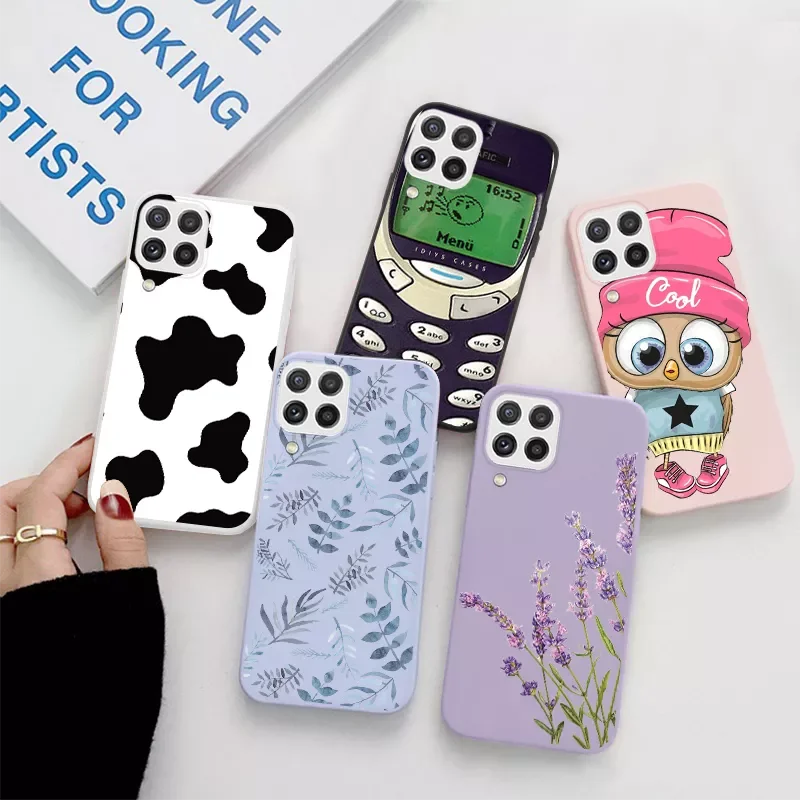 

Free Shipping For Samsung GalaxyA22 Shockproof Dinosaur Owl Silicone Fundas Bumper for Galaxy A22 4G A 22 5G Case Flower Phone C