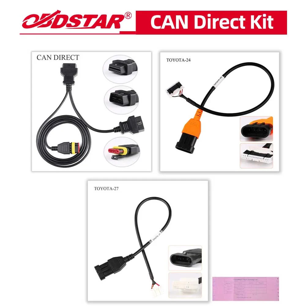 КОМПЛЕКТ OBDSTAR CAN DIRECT для TOYOTA-27/24 Кабель без разборки работающий с X300 DP PLUS