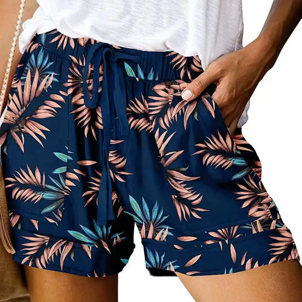 

Шорты женские с завышенной талией, эластичные тонкие свободные с широкими штанинами и карманами, с цветочным принтом, уличная одежда в стиле ретро