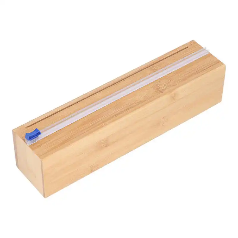 

Wrap Dispenser with Cutter Durable Bamboo Plastic Wrap Dispenser for Home
