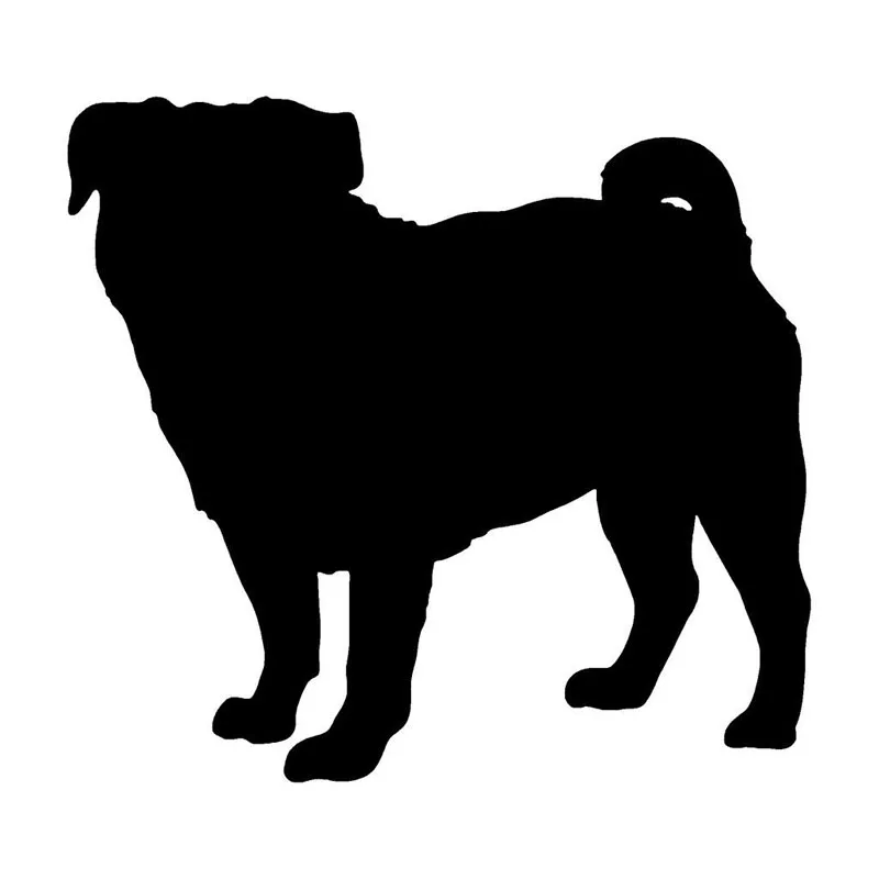 

Мопс, милая собака, мотоциклетная фотография, индивидуальные оконные стеклянные наклейки, черный/серебристый, 13,7*12,7 см