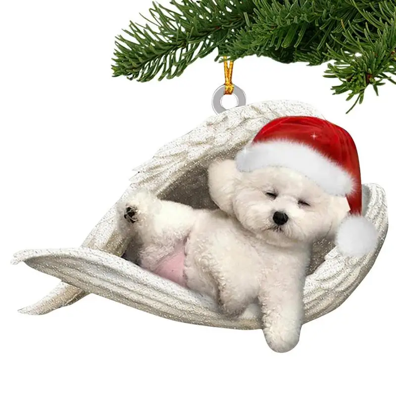

Рождественская подвеска для любителей собак, 2D акриловая подвеска для собак, подвеска для сна, серии ангелов, украшения, Симпатичные подвес...