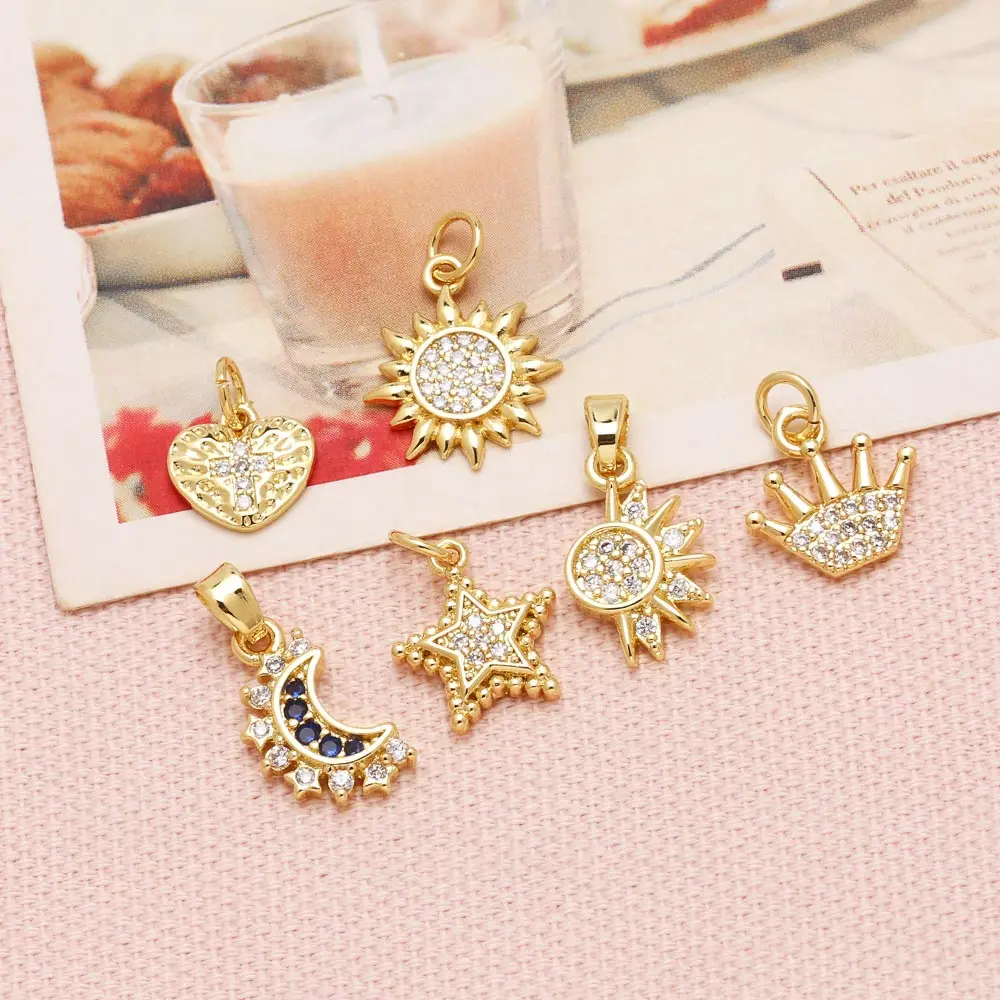 OCESRIO белые кристаллы маленькие звезды луна солнце шармы для браслета медное