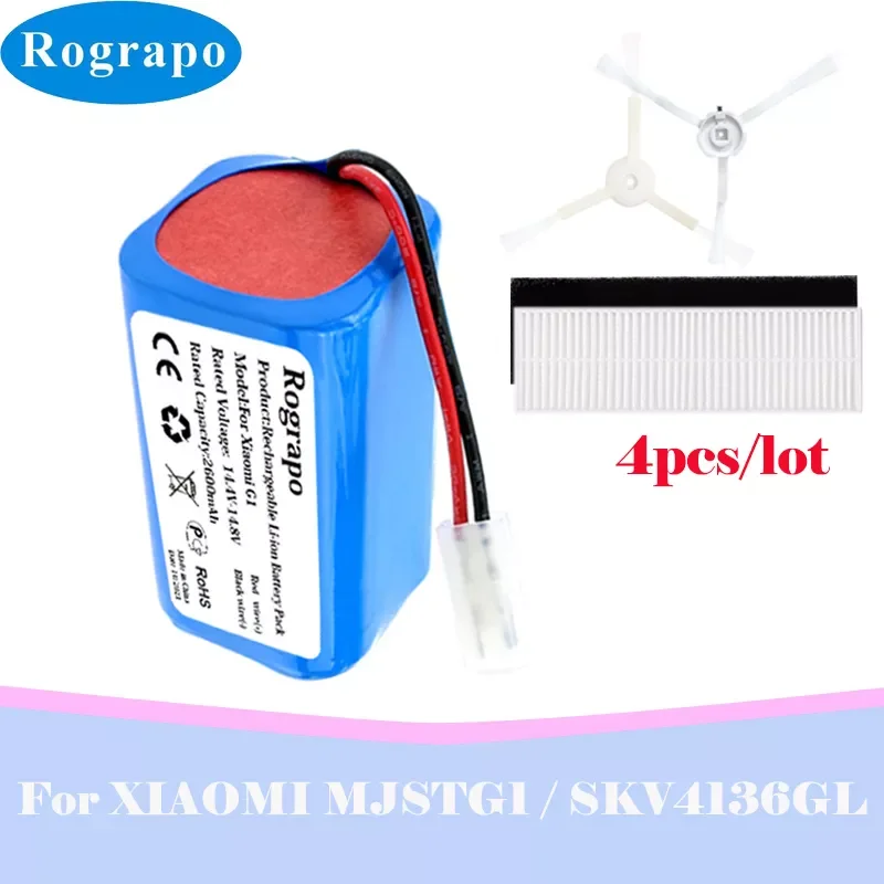 

NEW2023 New 3400mAh H18650CH-4S1P Battery And Parts Accessories For XIAOMI MIJIA Mi Robot Vacuum-Mop Essential G1 MJSTG1, SKV413