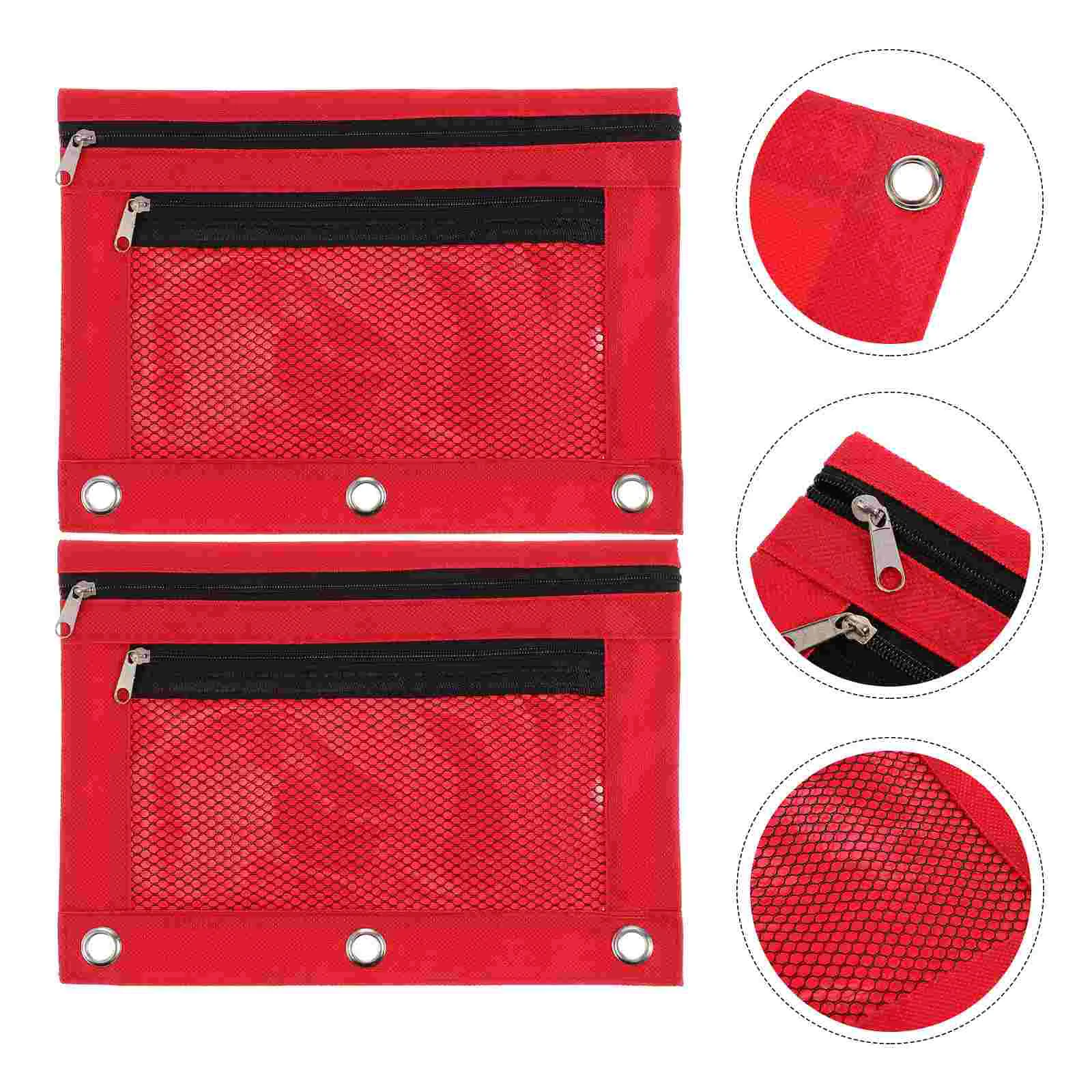 

Zipper Pouch Binder Bag 3 Bags Stationery Cases Pouches Ring Case Pocket Loose Leaf Cloth Oxford Pen Storage Large Container