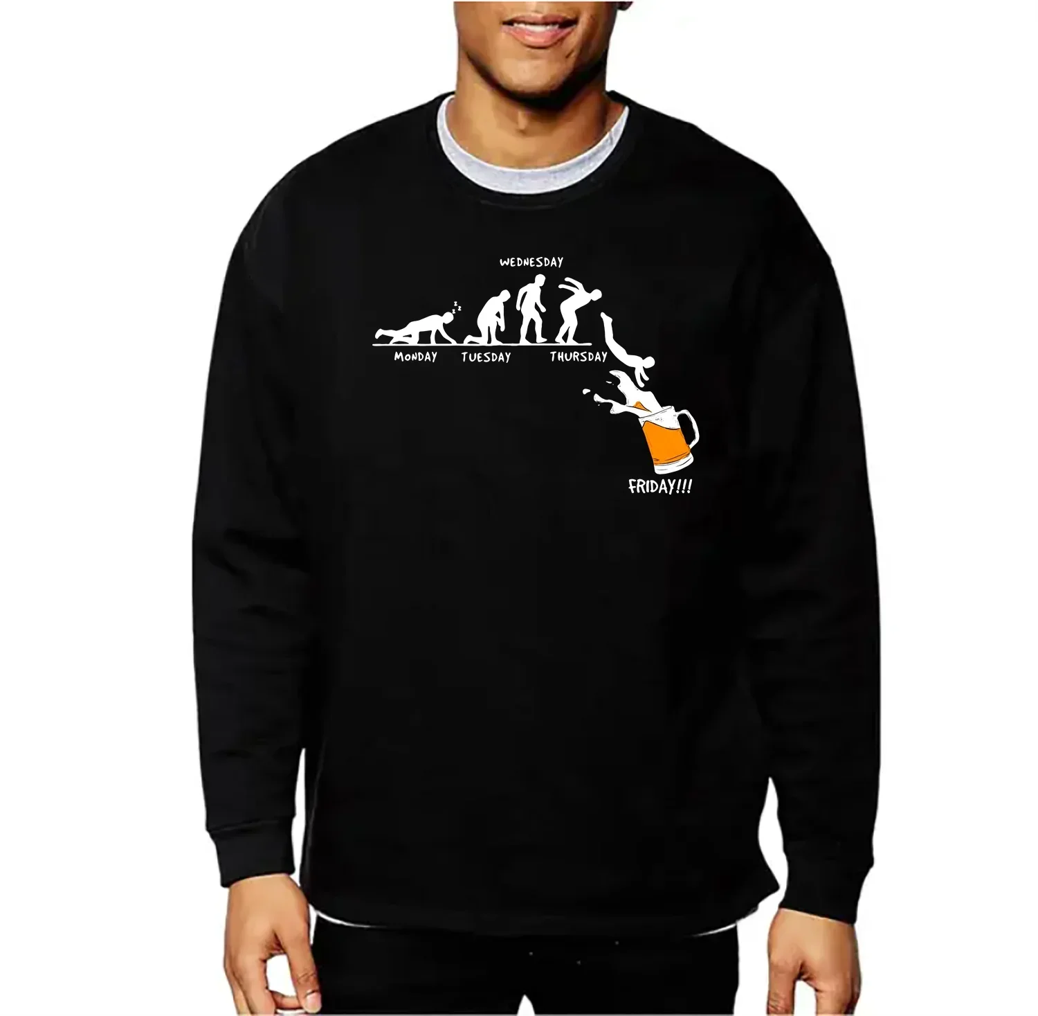 Monday Friday Beer Lover забавные толстовки с принтом мужские модные в стиле Харадзюку