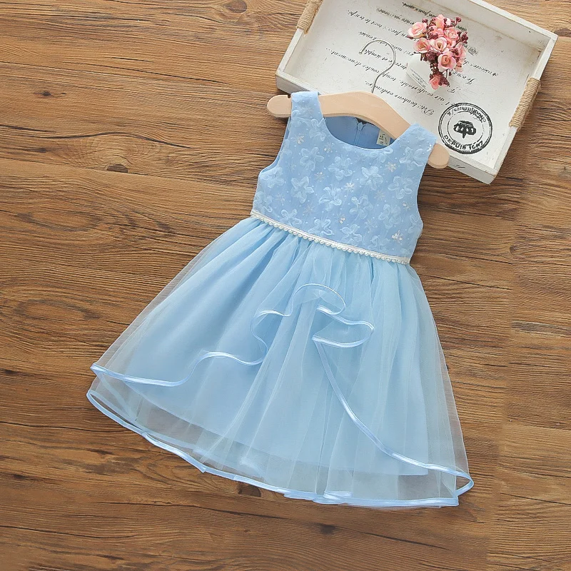 Girls Party dress summer kids fashion sleeveless floral princess mesh dresses children prom party clothing girls wedding | Детская