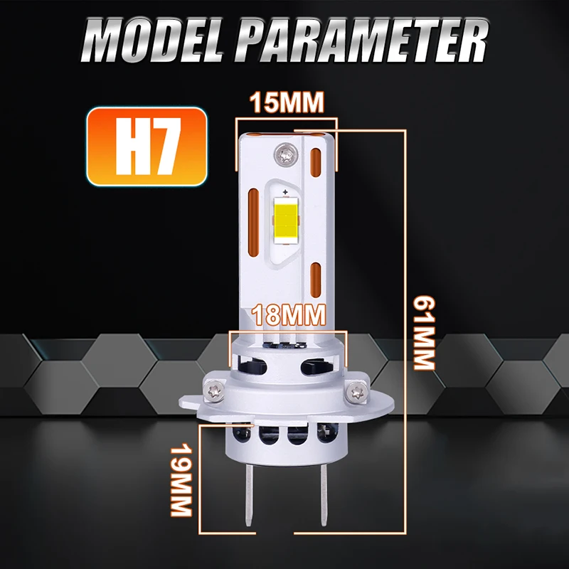 H7 Мини-светодиодные Автомобильные Фары 6000K Холодный Белый Беспроводные