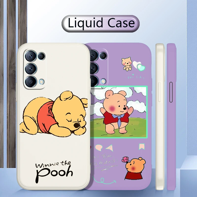 

Winnie the Pooh Cartoon For OPPO X5 X3 A5 A9 A96 A77 F21 Pro Lite 2020 4G 5G Liquid Rope Shock Resistant Phone Case