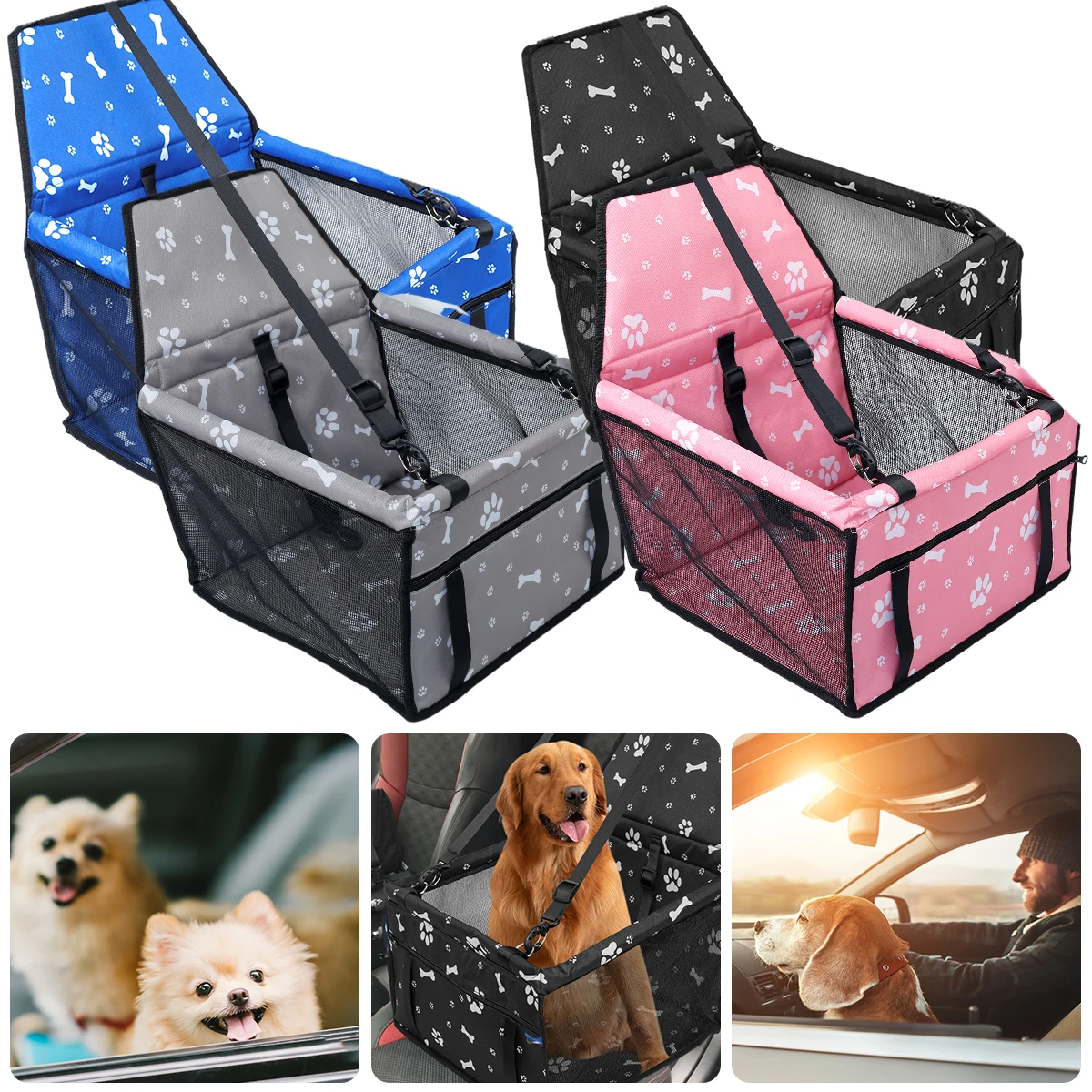

Dog Car Seat Dog Booster Seat Pet Booster Car Seat for Small Medium Dogs Cats Portable Dog Car Carrier Cage with Safety Belt