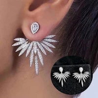 luxury trendy marquise flower water drop full mirco paved crystal zircon wedding dangle earring fashion party bridal jewelry
