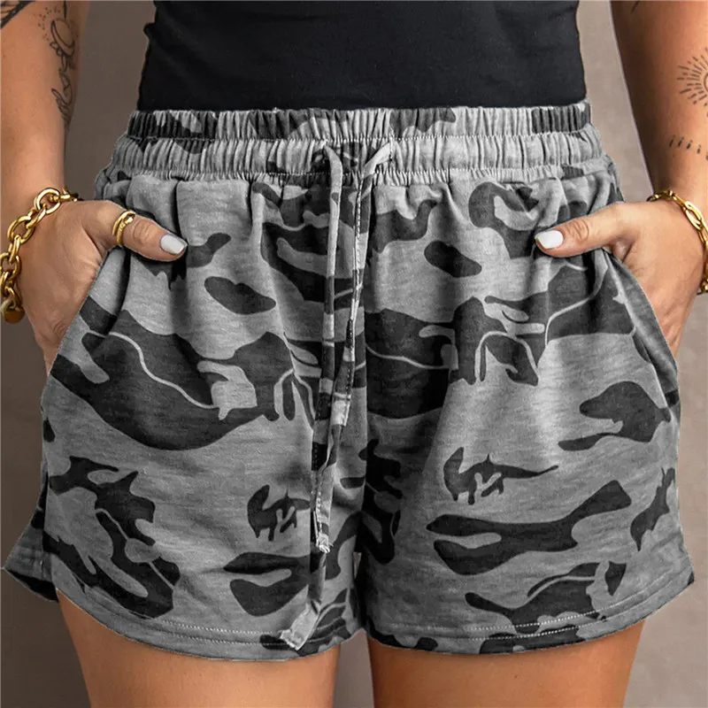

Summer New Female Fashion Camouflage Print Shorts Women Casual High Waist Lace Up Camo Cargo Shorts Army Military Shorts
