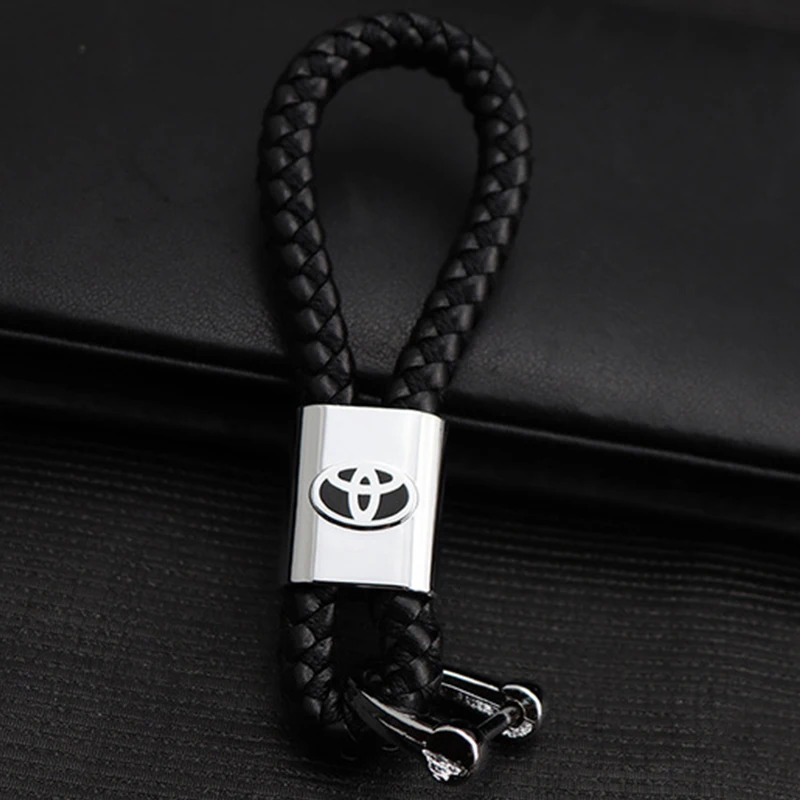 

1pcs Car Badge Braided Rope Keychain Auto Keyring for Toyotas Corolla Yaris Rav 4 Veranda Mirai Avensis Auris Camry EV 86 Prius