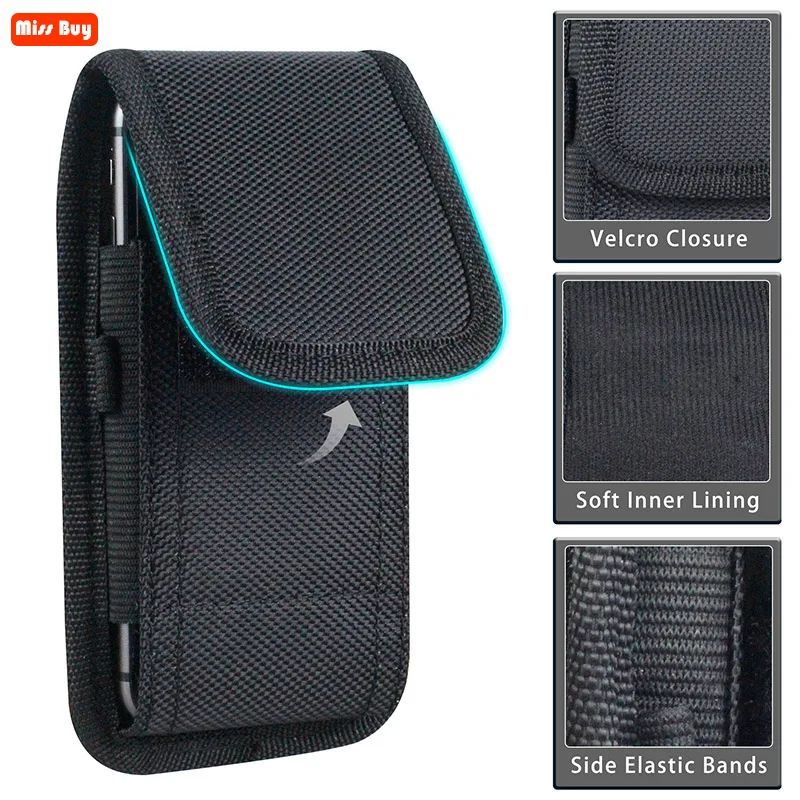 Phone Bag Pouch For Samsung Galaxy S23 S22 S21 Plus S6 S7 Edge S8 S9 Plus S10 Lite S20 Ultra Case Belt Clip Holster Cloth Cover