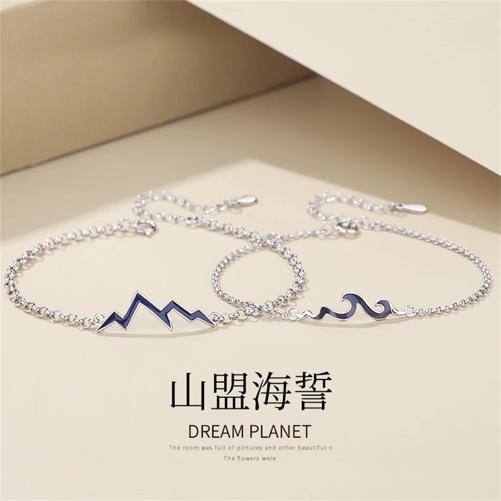 

True 925 Sterling Silver Can Provide Certificate Changes Color With Temperature Couple Bracelet For Men Women Jewelry Gift