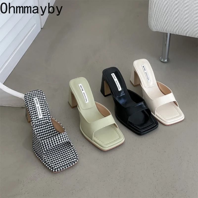

Summer Heel Slippers Women Open Toe 2022 Women's Sqare Heel Ladies Slip On Outdoor Party Slides