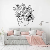 beauty flower woman face wall sticker girl room shower kids floral nail hair salon decal bedroom vinyl home decor