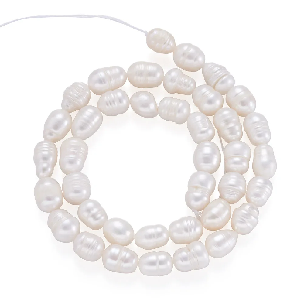 

2 Strands Natural Cultured Freshwater Pearl Beads Oval Shape Seashell Color for Bracelet Necklace Jewelry Making