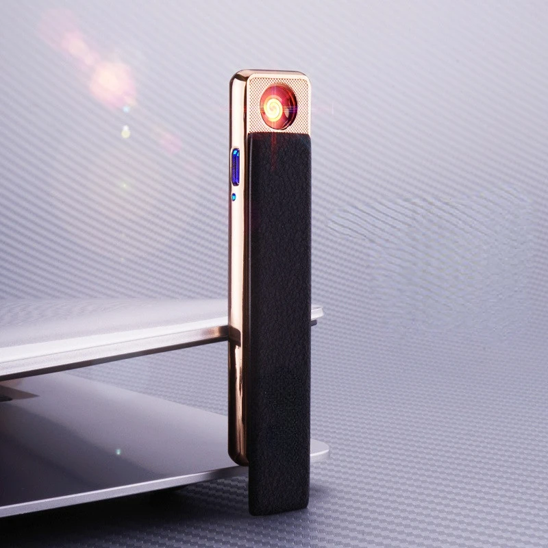 

Thin Usb Tungsten Lighter Rechargeable Windproof Compact Mini Metal Cigarette Lighter Gadgets for Men Smoking Accessories
