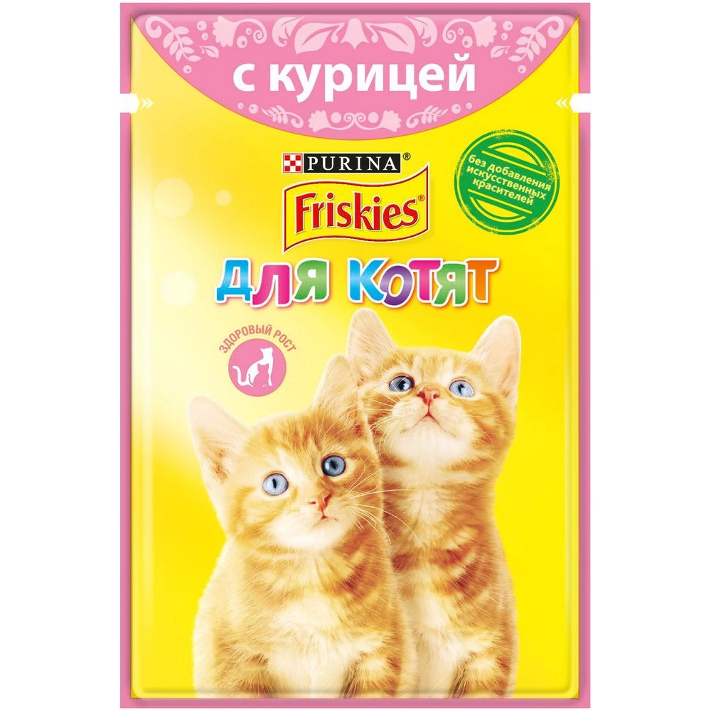 Влажный корм Friskies® для котят, с курицей в подливе, Пауч, 85 г*26 шт
