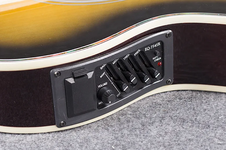 Гитара акустическая электрическая 6 стальных струн тонкий корпус Sunburst Flattop Balladry