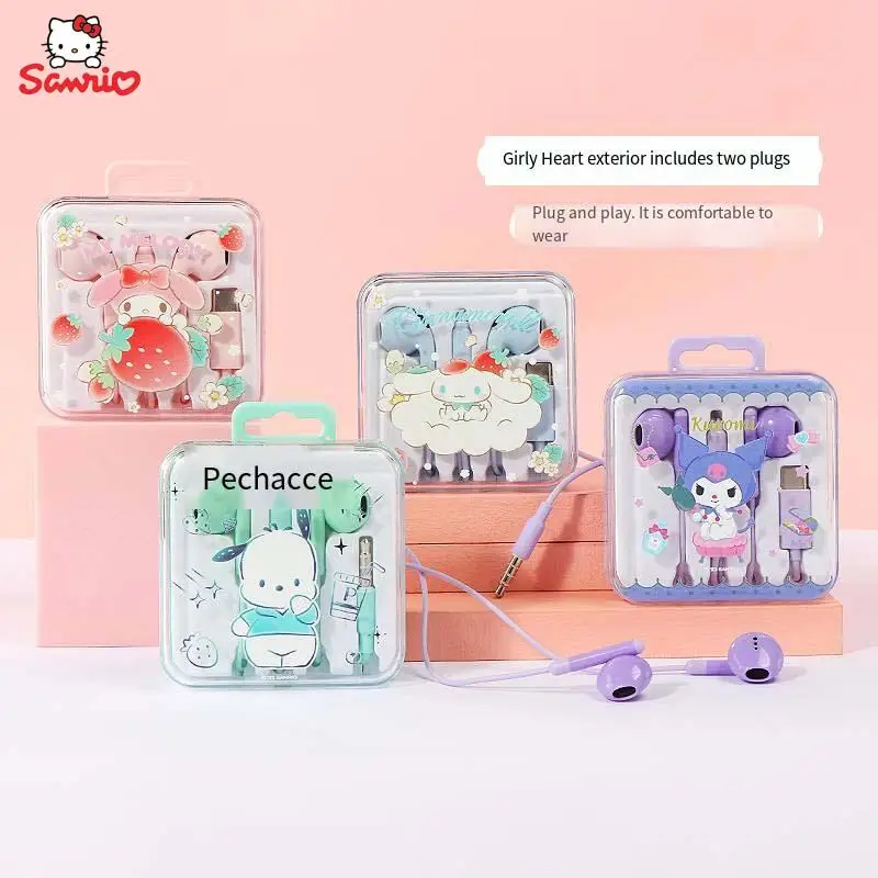 

Sanrio In-Ear Headphones Kuromi Pochacco Melody Cute Type-C Headphones Mini Portable High Sound Quality Headphones Friend Gift