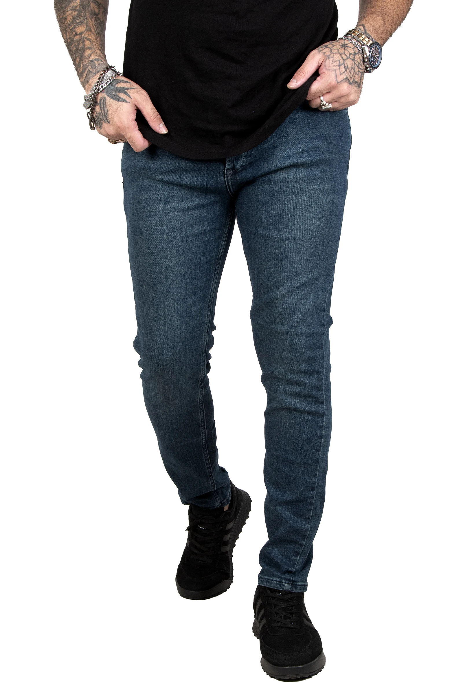 DeepSEA Men Back Pocket Pleated Lycra Jeans Pants 2102002