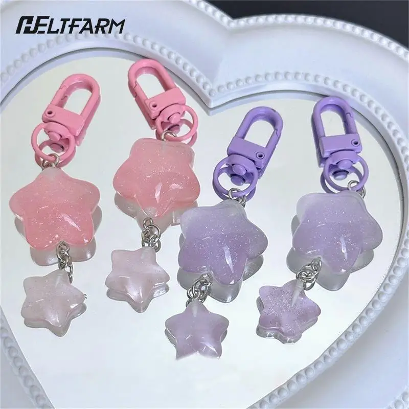 

Cute Jelly Stars Keychain Pendant Keyring For Girls Backpack Charm Headphone Case Decoration Accessories Creative Couple Gifts