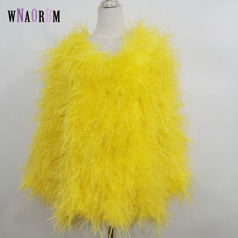 Real ostrich feather 70cm long coat real fur coat casual long sleeve imported fur ostrich feather jacket women's warm coat