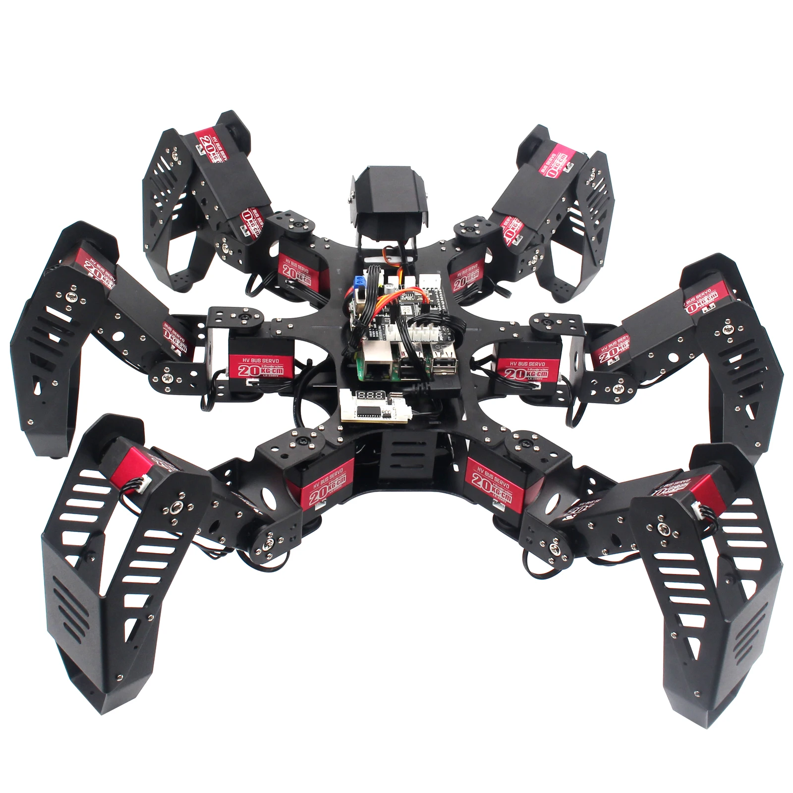

18DOF Hexapod Robot 2DOF PTZ Spider Robot with Main Board for Raspberry Pi 4B/2G Finished