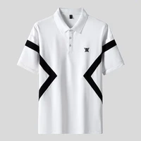 2022 new t shirt for men summer golf wear trend fashion stripe splicing polo shirt golf mens clothing business casual tee tops