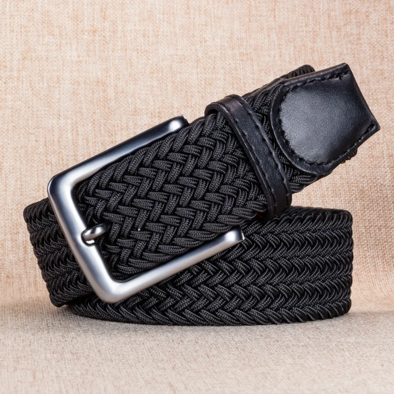 Trendy New Stretch Canvas Woven Belt Breathable Non-Le Waist Luxury Brand Design Men's And Women's Versatile Pin Buckle Belt A82