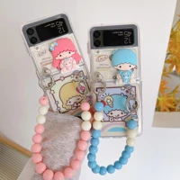 sanrio cute couple little twin star phone case for samsung galaxy z flip 3 5g hard pc zflip3 case