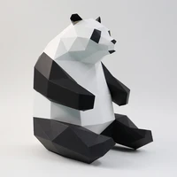 creative 3d three dimensional diy paper model geometric animal panda decoration paper art home bedroom living room decoration