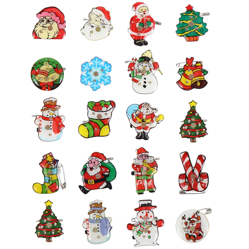 

Brooch Christmas Pin Glowing Flashingpartybadge Holiday Light Ledkidsfillers Enamel Clothes Luminous Backpack Glitter Brooches