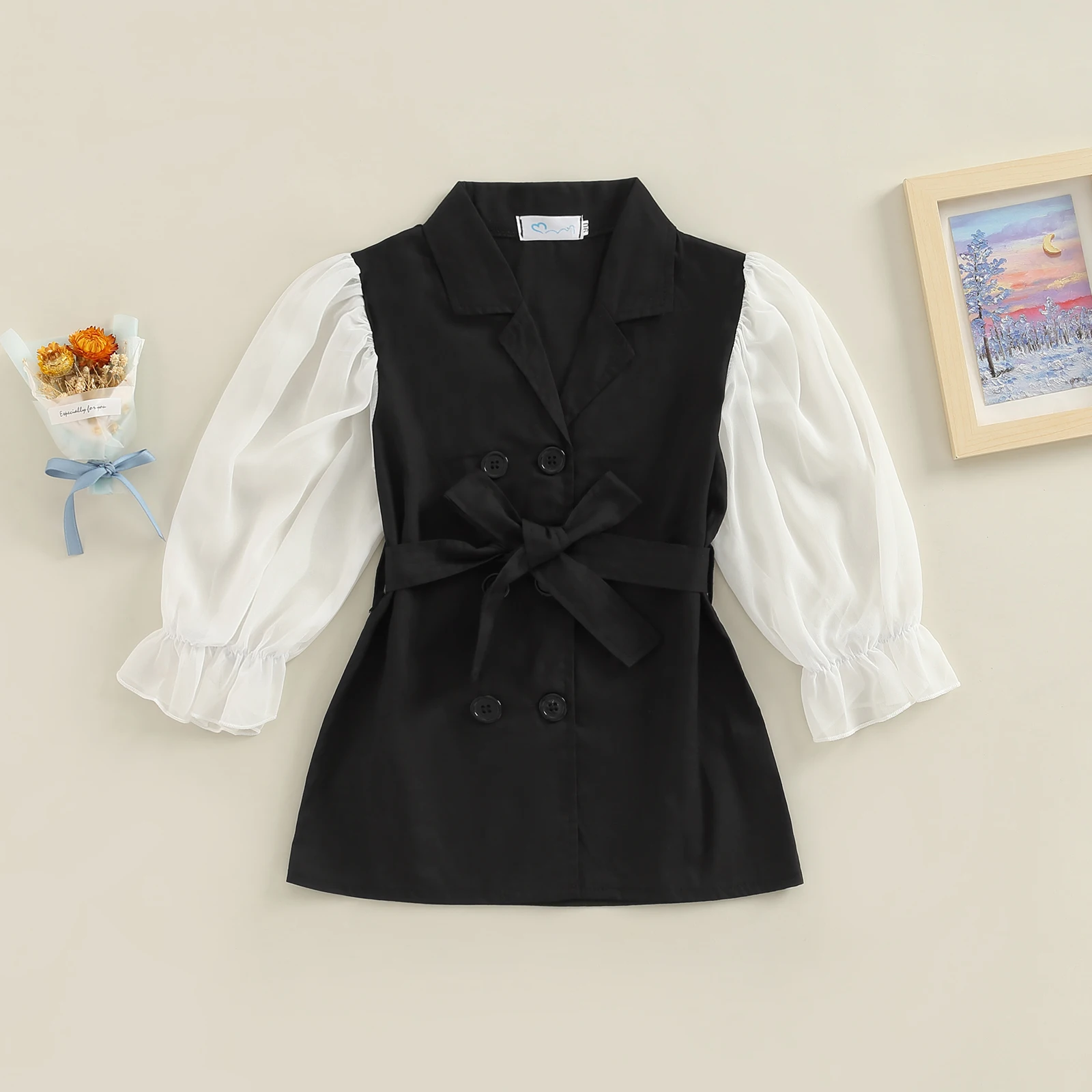 Женское платье с V-образным вырезом рукавами-фонариками