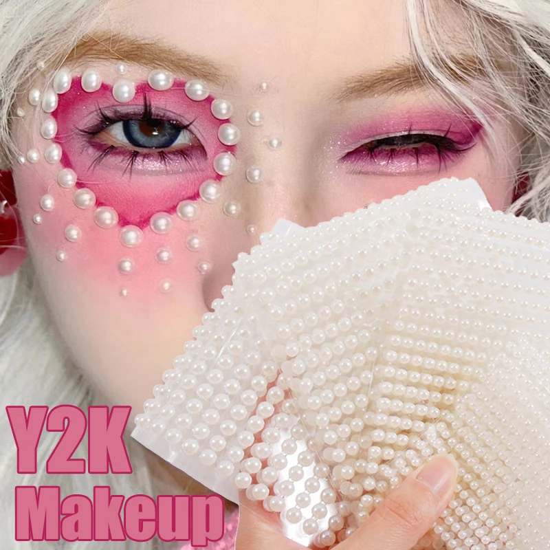 

3D Eye Face Makeup Temporary Tattoo Self Adhesive Beauty White Pearl Jewely Stickers Festival Body Nail Art Decoration Wholesale