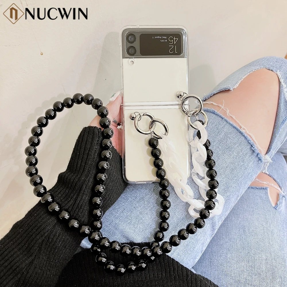 

For Samsung Galaxy Z Flip3 Crossbody Transparent Case For Samsung Galaxy Z Flip 3 ZFlip 3 ZFlip3 Bracelet Fold Shockproof Cover