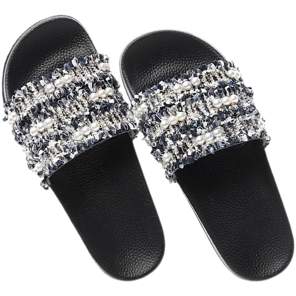 3 Pairs  Women Pearl Sandals Braided Pearl Flat Sandals Summer Flat Sandals Slippers