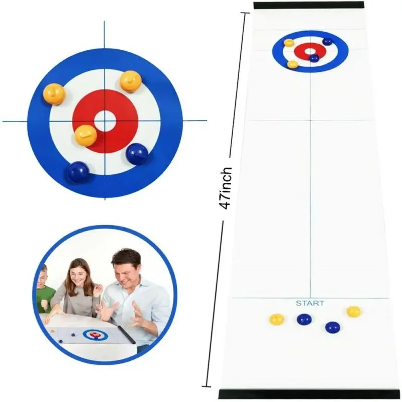 

Family Curling Table Game Child/Adult Training Table Ball Game Children Table Top Multiplayer Indoor Games Foldable