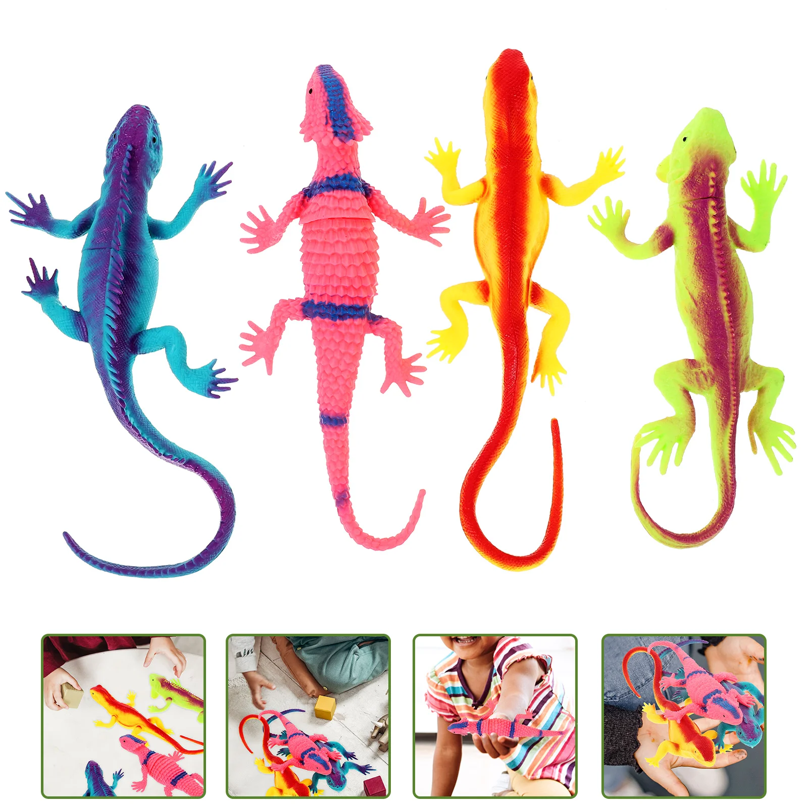 

4pcs Artificial Lizard Toy Child Lizard Toy Funny Simulation Lizard Model