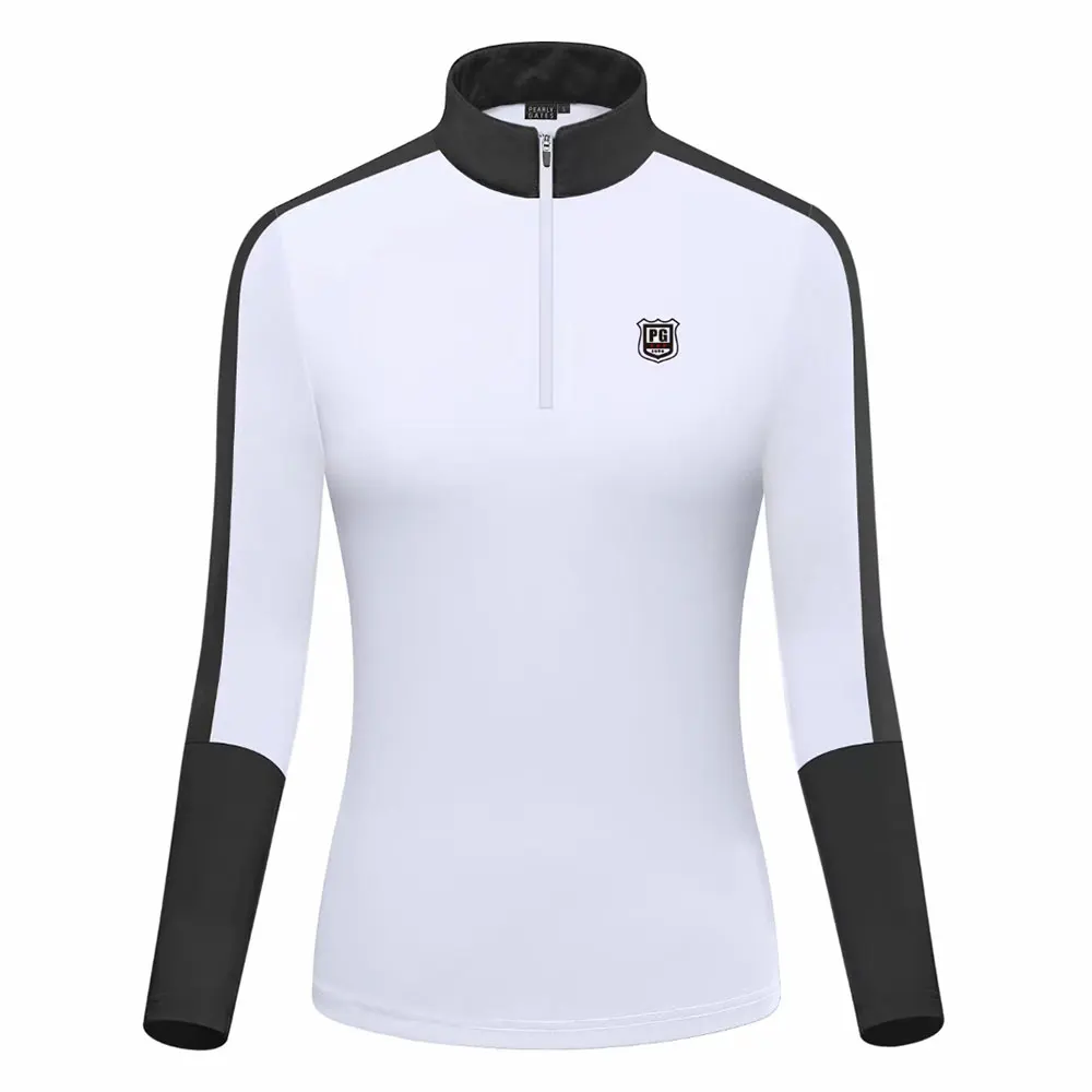 

Новинка, одежда для гольфа PG, весна-осень, женская футболка для гольфа, удобная дышащая быстросохнущая футболка с воротником-стойкой, беспла...